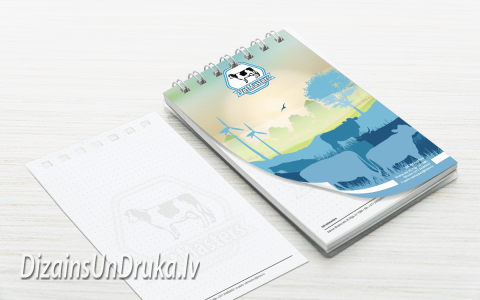 Spiral notepad printing example with a noticeable agricultural cover design