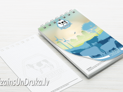 Blociņu drukas piemērs ar spirāli un pamanāmu lauksaimniecības dizainu