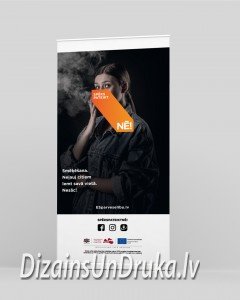 Roll-up stenda dizaina paraugs pret smēķēšanu ar uzrakstu Spēks pateikt nē