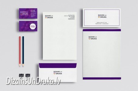 Business cards, letterhead and envelopes as a style guide sample