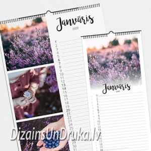 Two spiral wall calendars with lavender photos for January