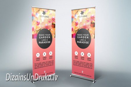 Two floral roll-up banners as an example of large format printing