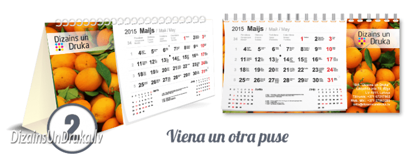 Desk calendar with oranges, option 2 – both sides, sale calendar design