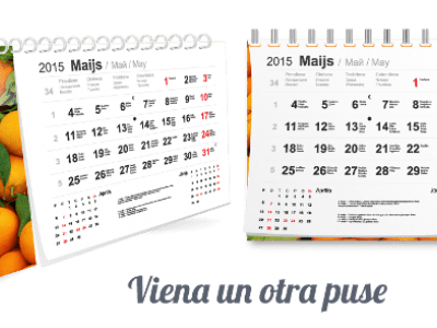 Galda kalendārs ar apelsīniem, 2. variants – viena un otra puse