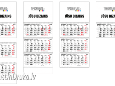 Dažāda izmēra sienas kalendāri ar vietu individuālam dizainam