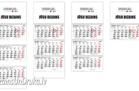 Dažāda izmēra sienas kalendāri ar vietu individuālam dizainam