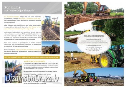 Образец двусторонней печати флаеров для мелиорационной компании с тяжёлой техникой